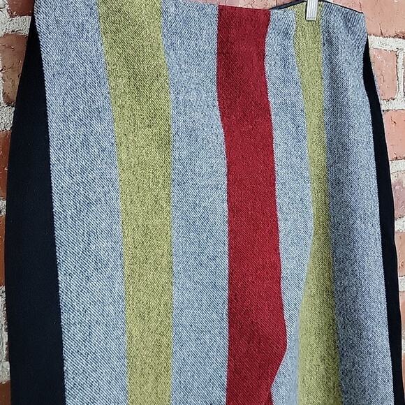 ASOS Women's Polyester Wool Blend Striped Wrap Full Length Skirt 12 - Picture 2 of 11